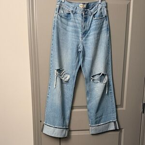Madewell Light Blue Distressed Wide Leg Jeans